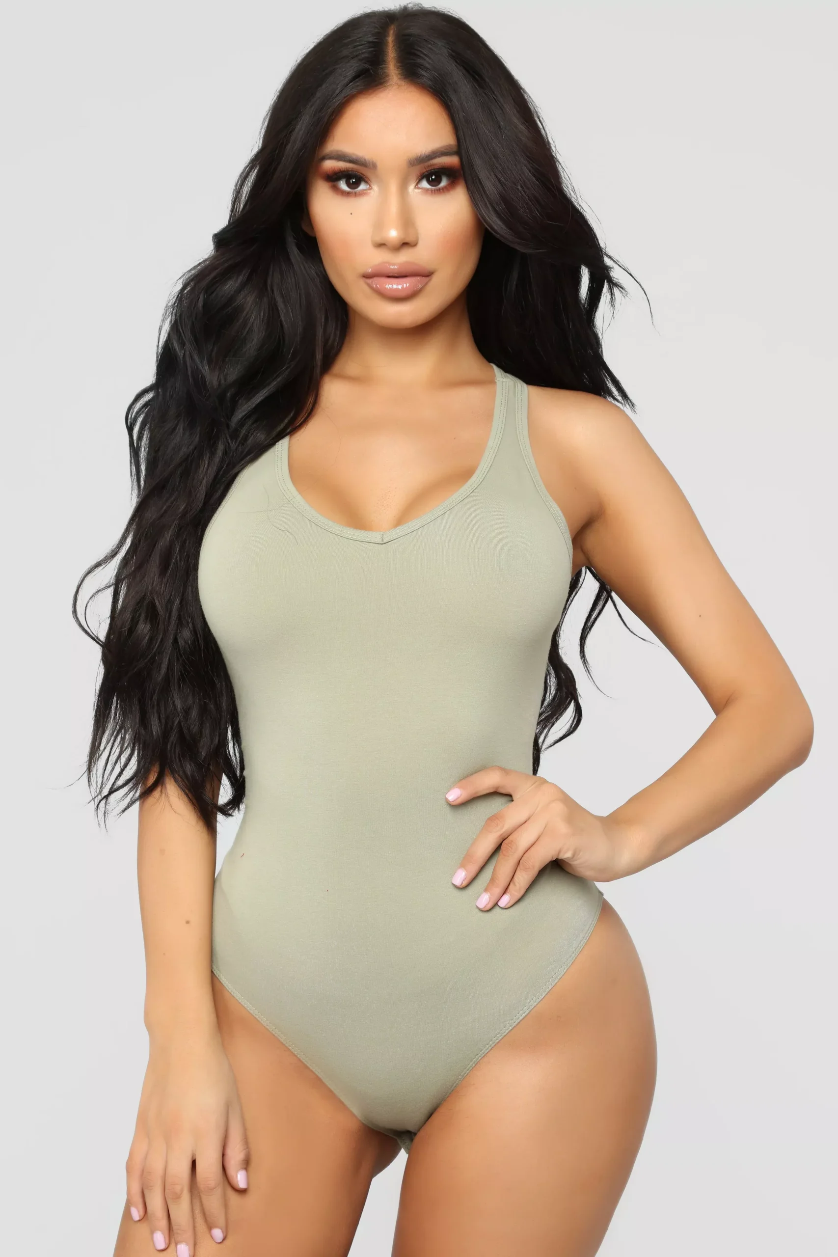 Zoey Racer Back Bodysuit - Sage