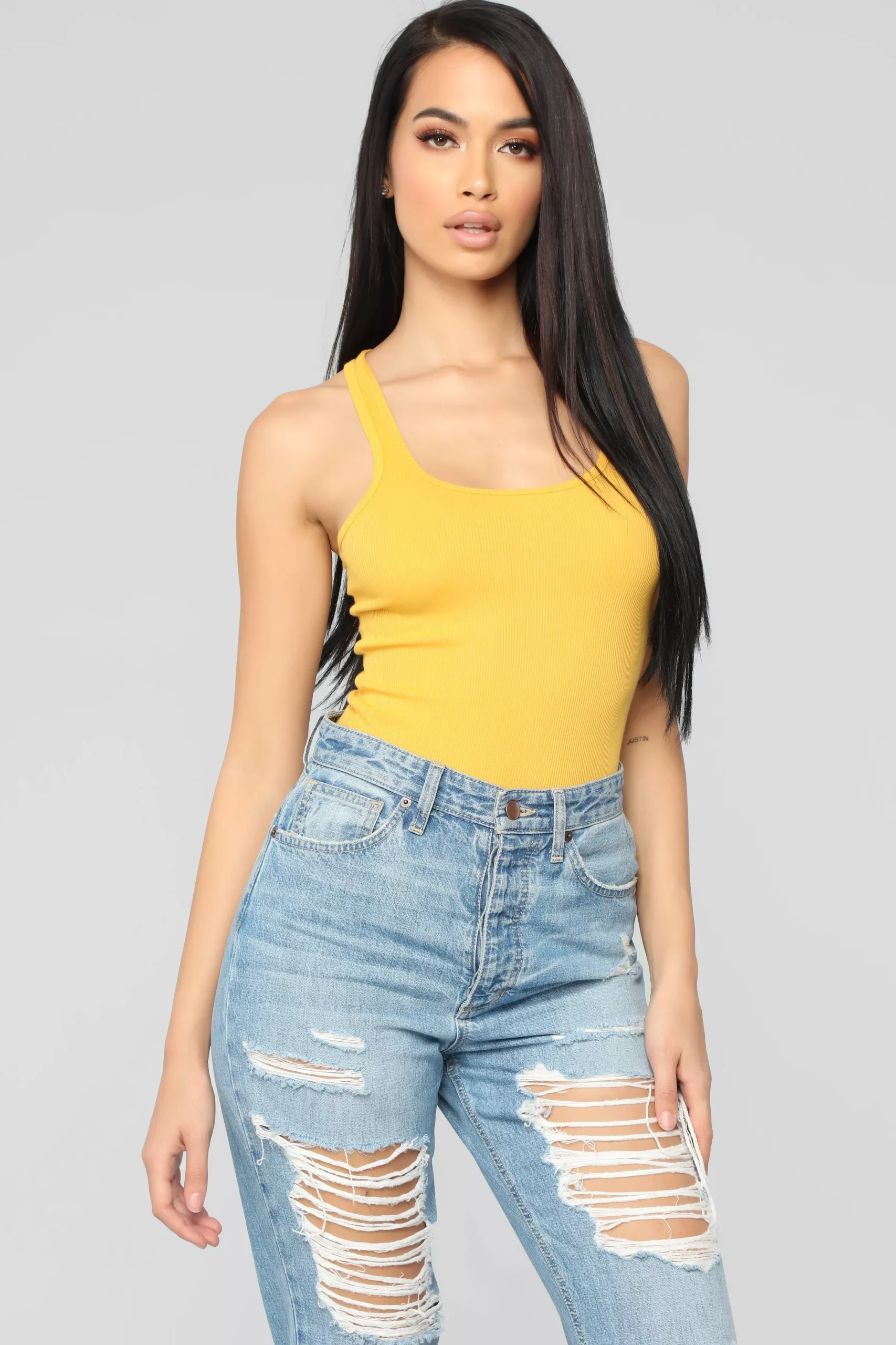 Zoey Racer Back Tank - Mustard